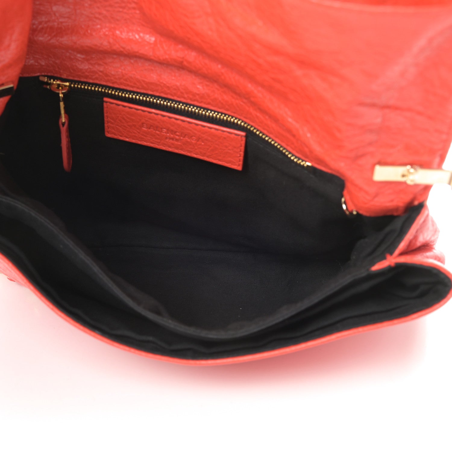 Balenciaga Agneau Giant 12 Gold Hardware Envelope Strap Clutch Rouge Coquelicot 5 of 11