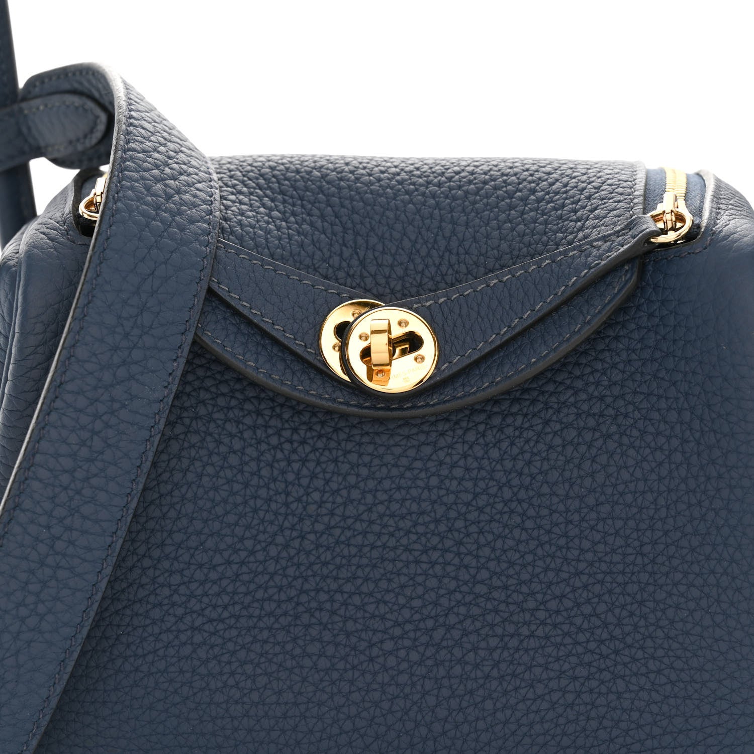 Hermes Taurillon Clemence Mini Lindy 20 Bleu Saphir 7 of 9