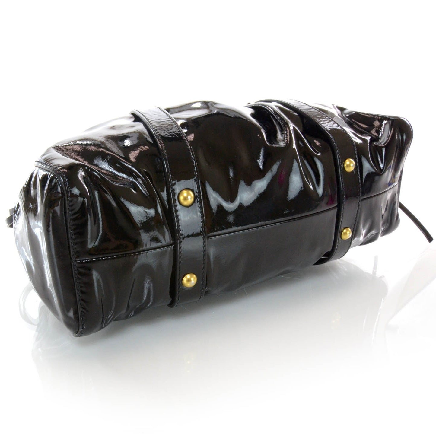 Vernice Patent Gathered Tote Black