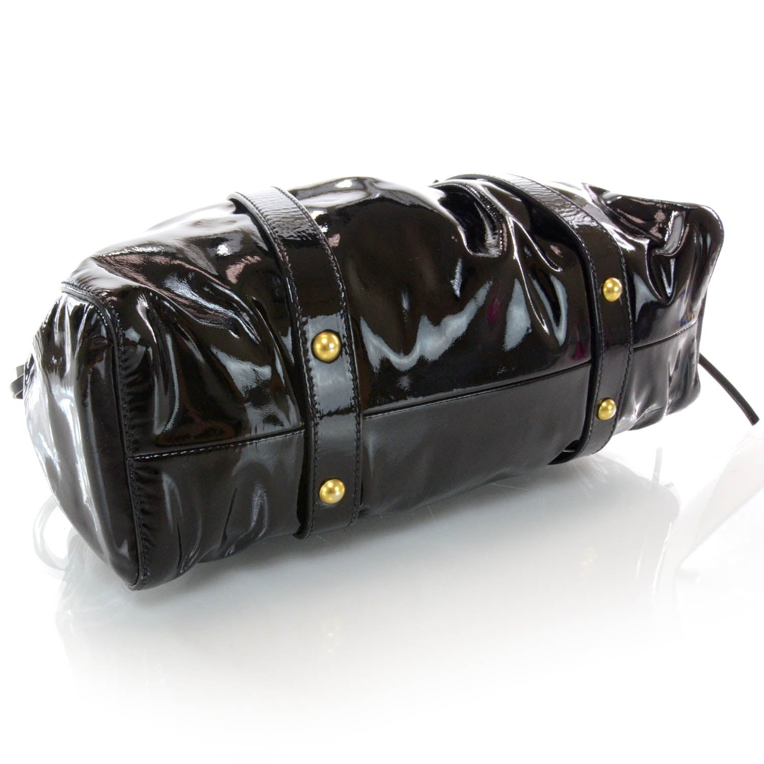 Miu Miu Vernice Patent Gathered Tote Black 4 of 7