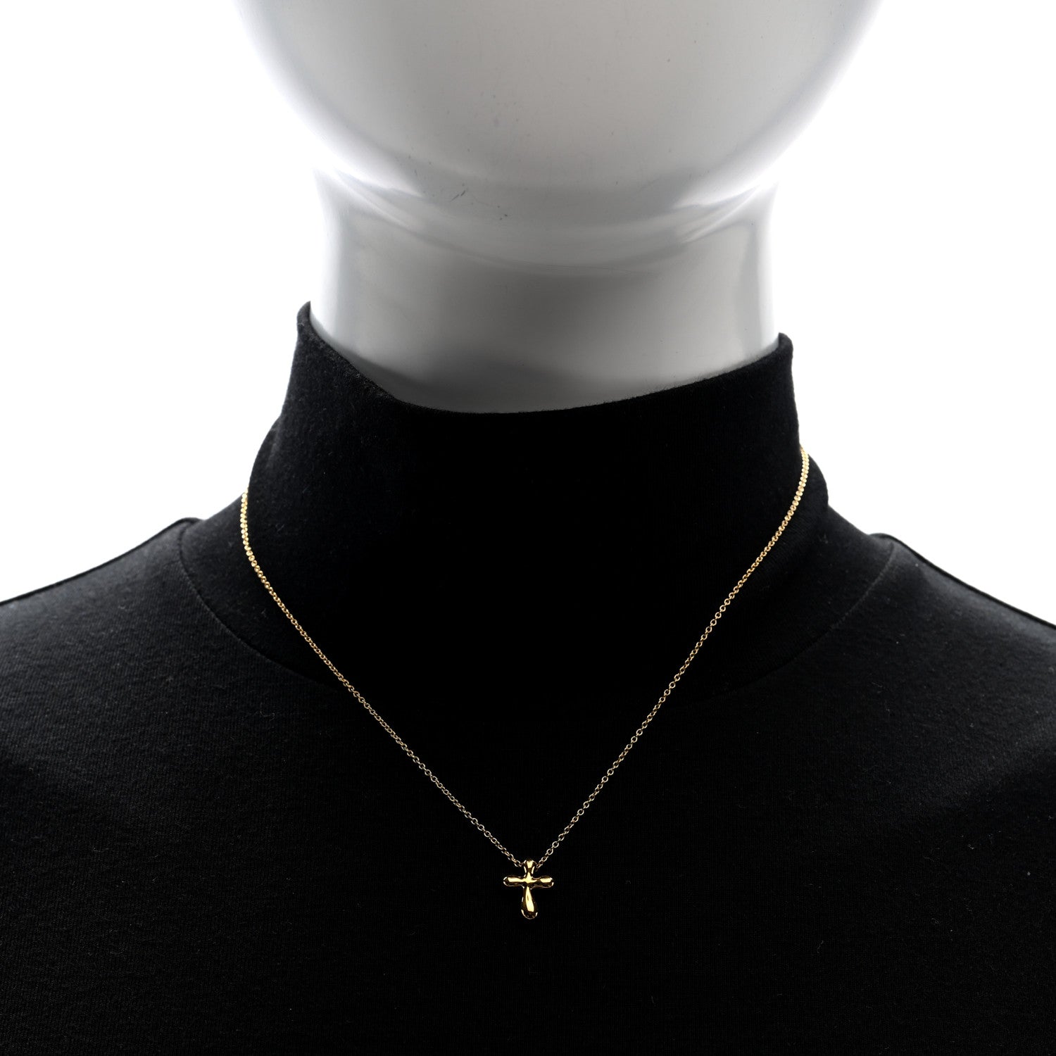 Tiffany 18K Yellow Gold 12mm Elsa Peretti Cross Pendant Necklace 2 of 4