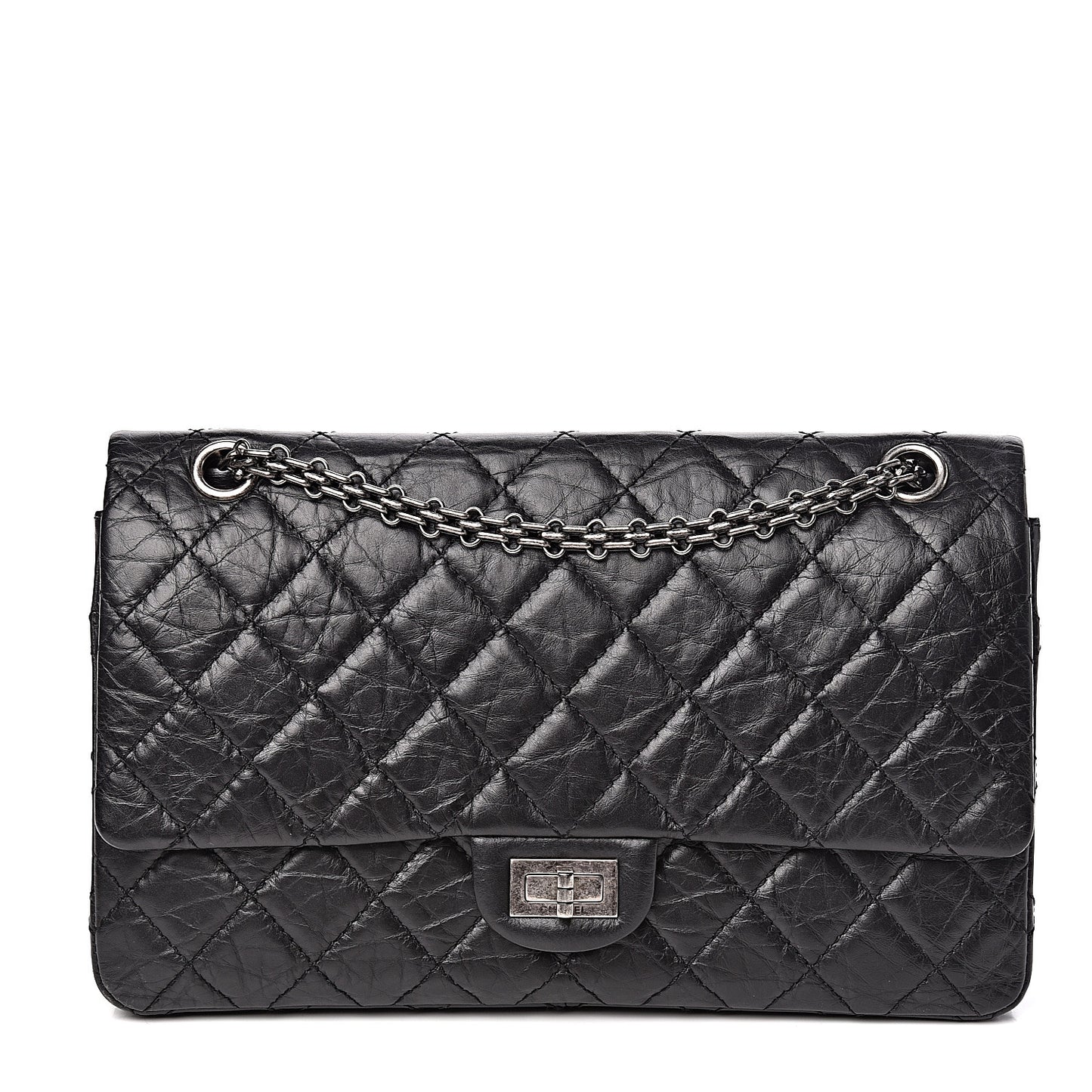 Aged Calfskin Quilted 2.55 Reissue 226 Flap Black