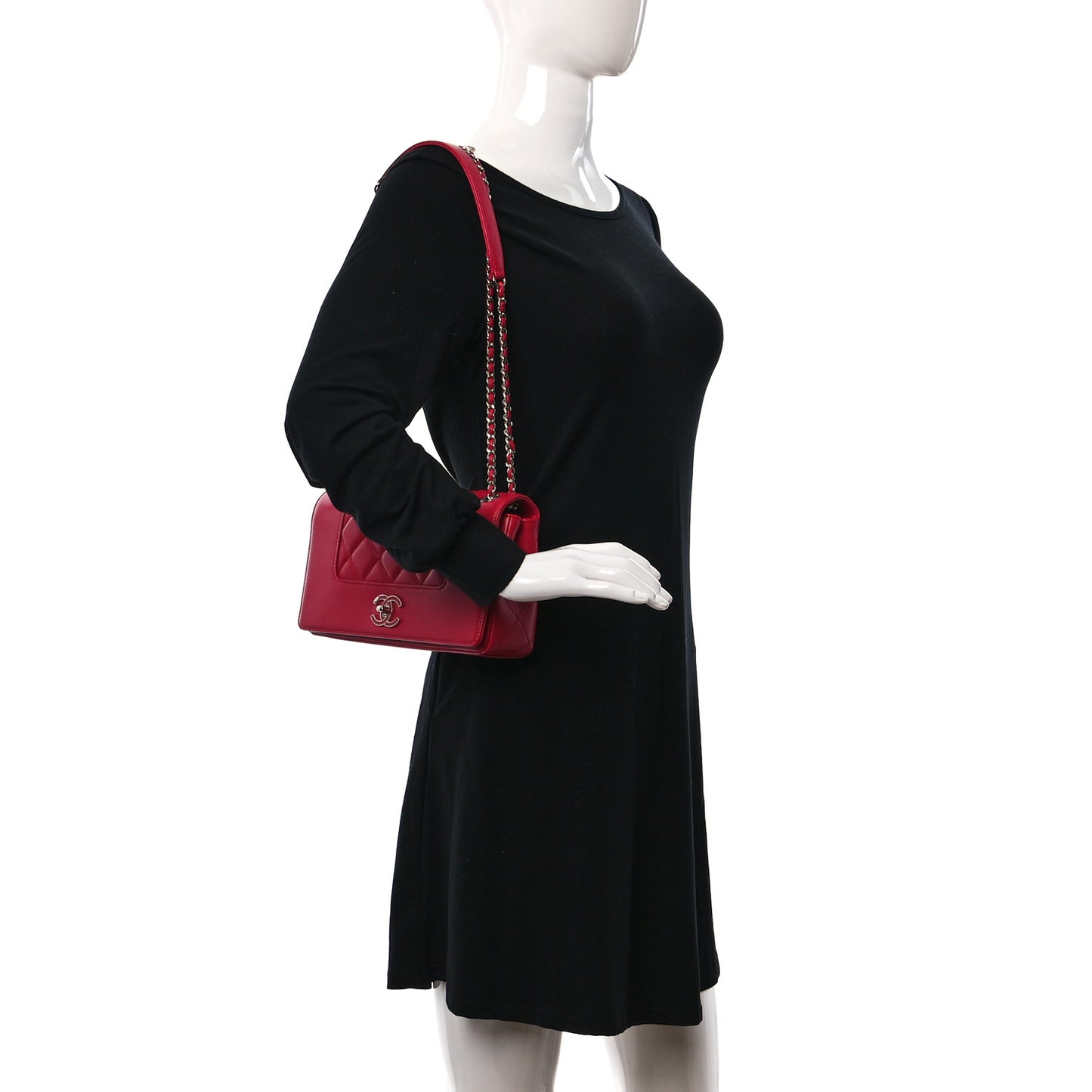 Sheepskin Quilted Medium Vintage Mademoiselle Flap Red