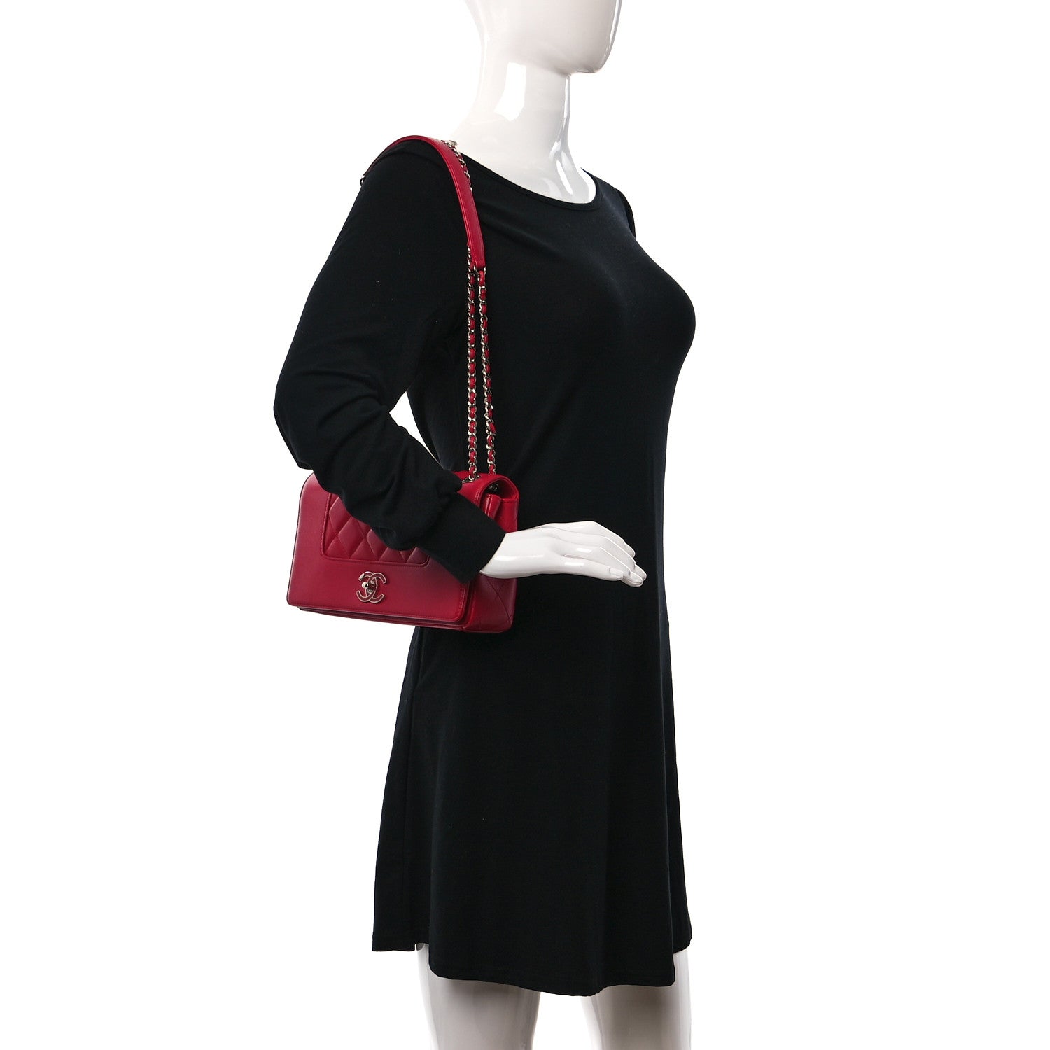 Chanel Sheepskin Quilted Medium Vintage Mademoiselle Flap Red 3 of 9
