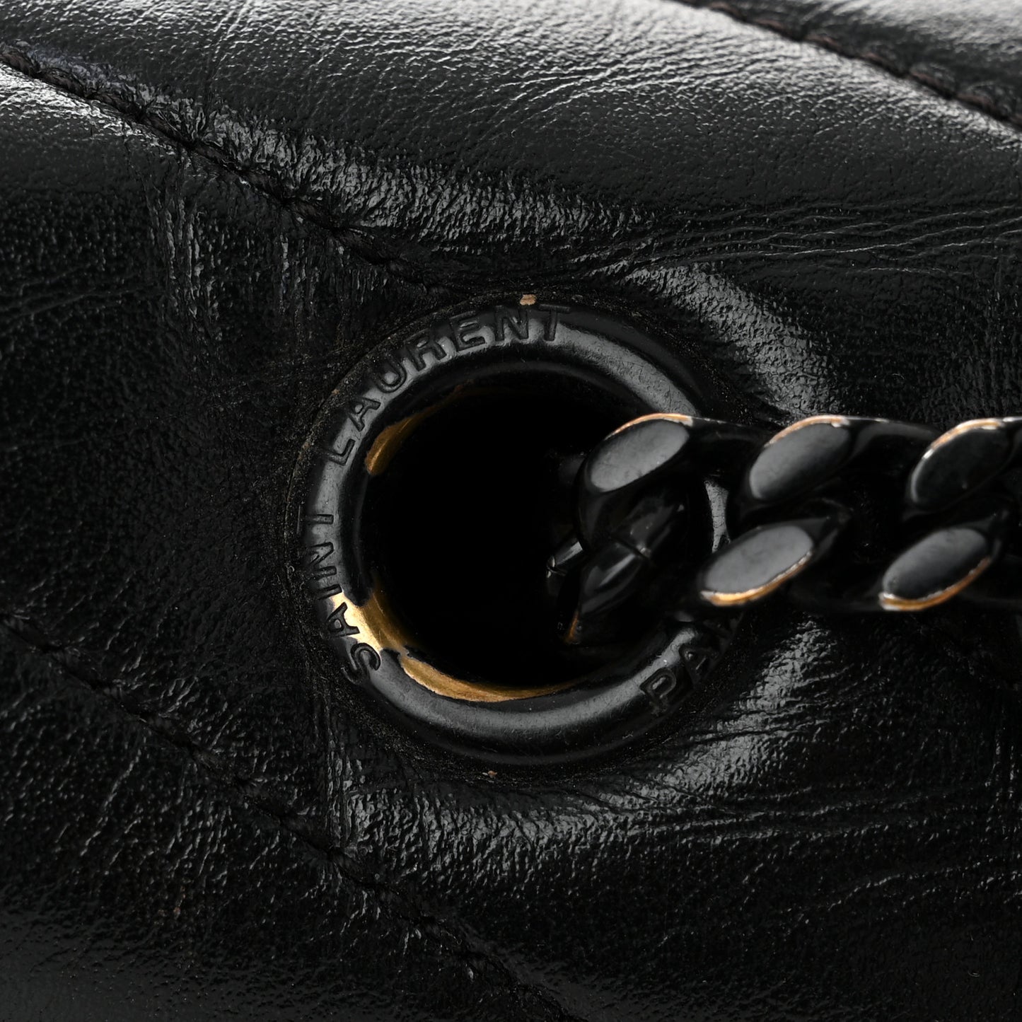 Calfskin Y Quilted Monogram Monochrome Medium Loulou Chain Satchel Black