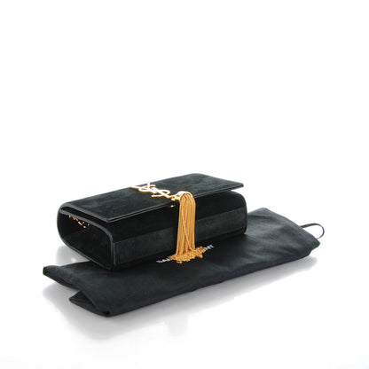 Saint Laurent Suede Small Classic Monogram Kate Tassel Satchel Black 4 of 7