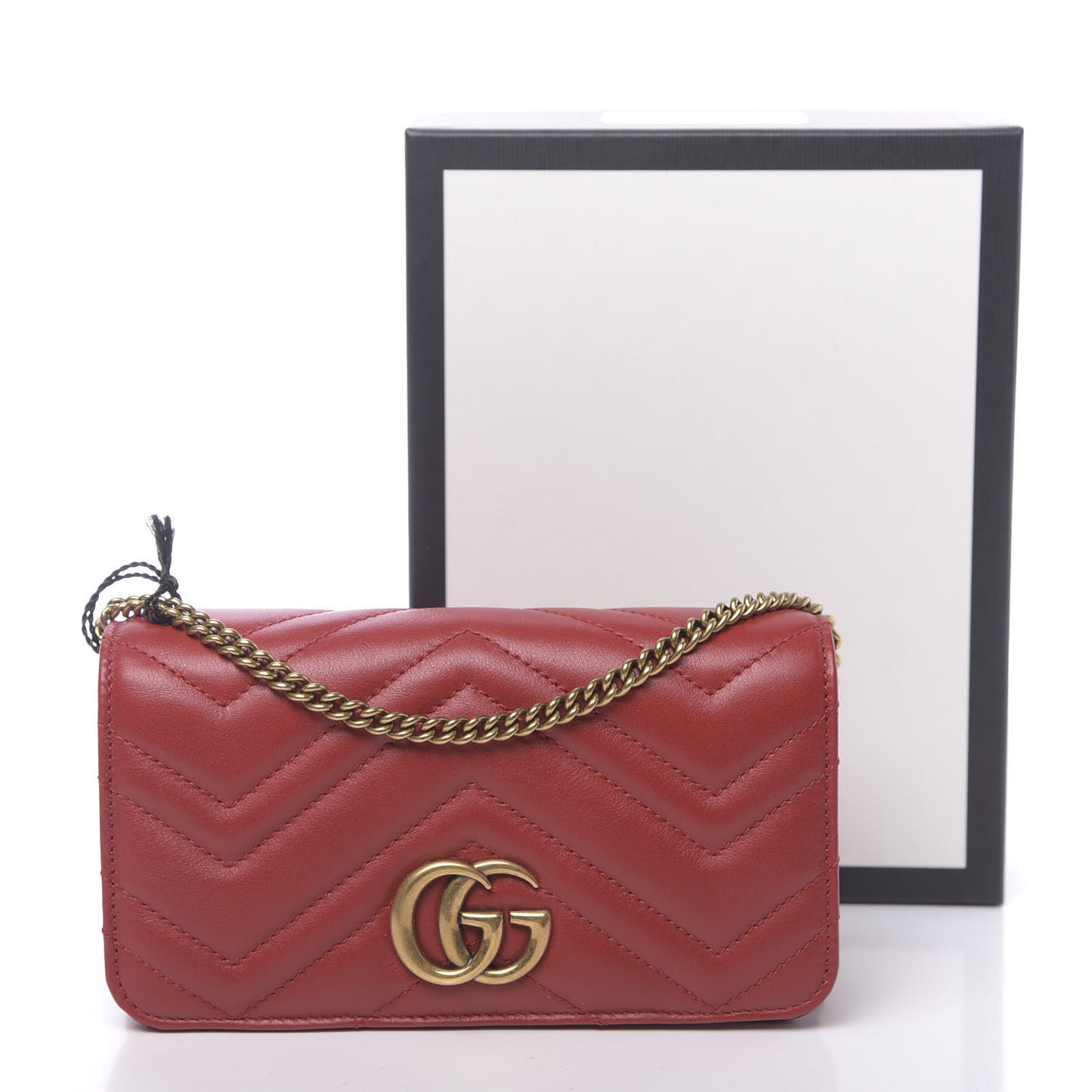 Calfskin Matelasse GG Marmont Mini Bag Hibiscus Red