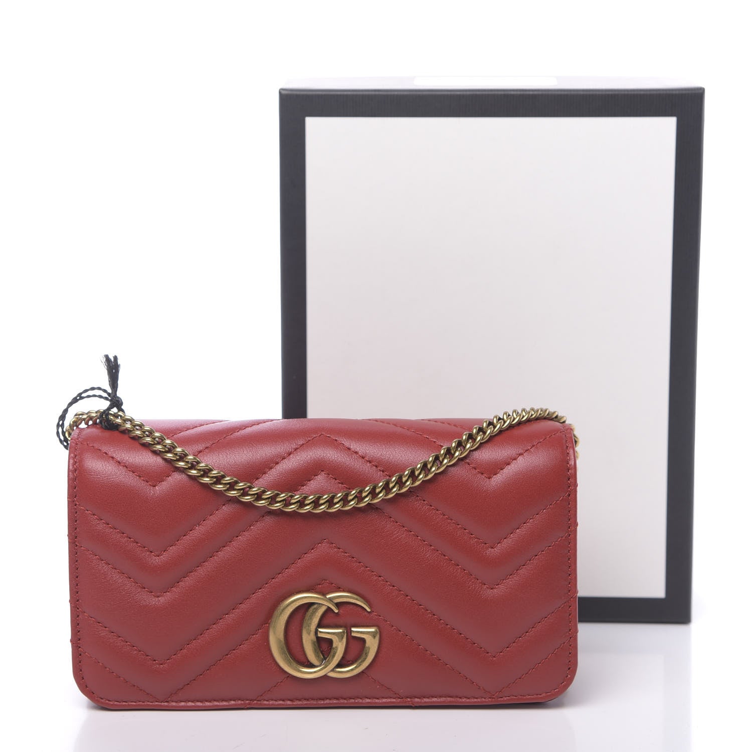 Gucci Calfskin Matelasse GG Marmont Mini Bag Hibiscus Red 10 of 10