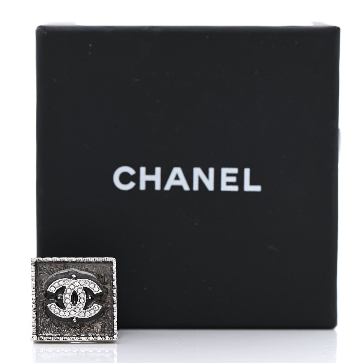 Crystal CC Ring Black Silver