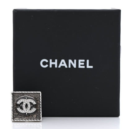Chanel Crystal CC Ring Black Silver 5 of 5