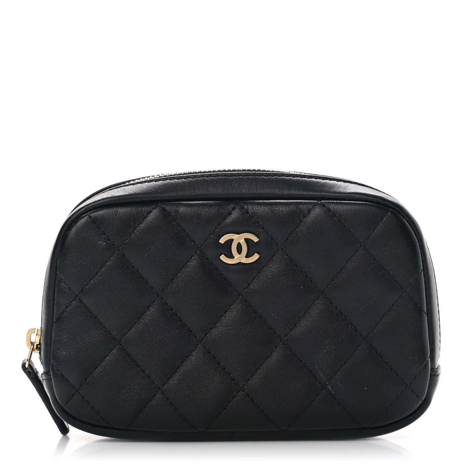 Chanel Lambskin Quilted Small Curvy Pouch Cosmetic Case Black 1 of 10