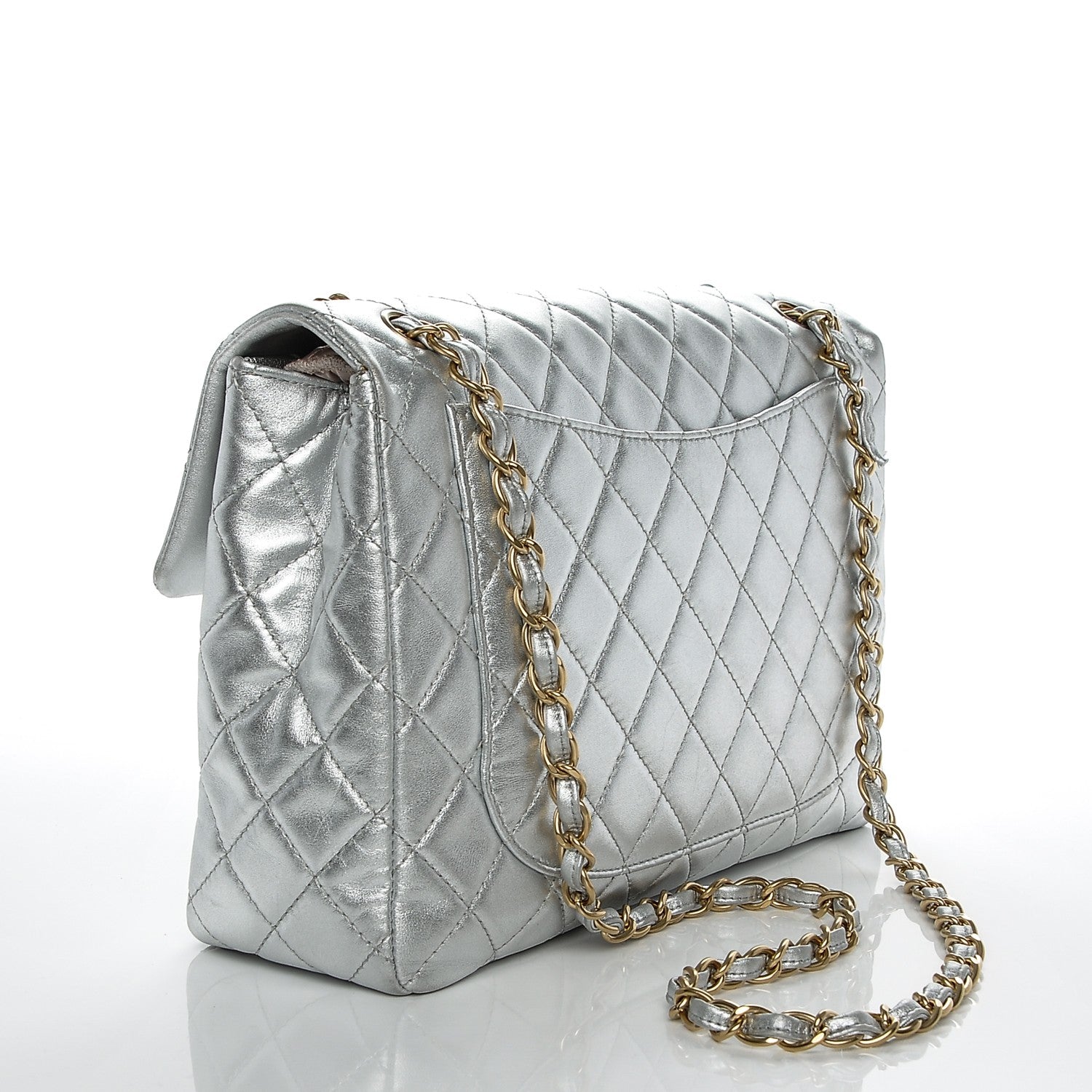 Chanel Metallic Lambskin Quilted Maxi Single Flap Silver 3 of 8