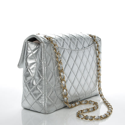 Chanel Metallic Lambskin Quilted Maxi Single Flap Silver 3 of 8
