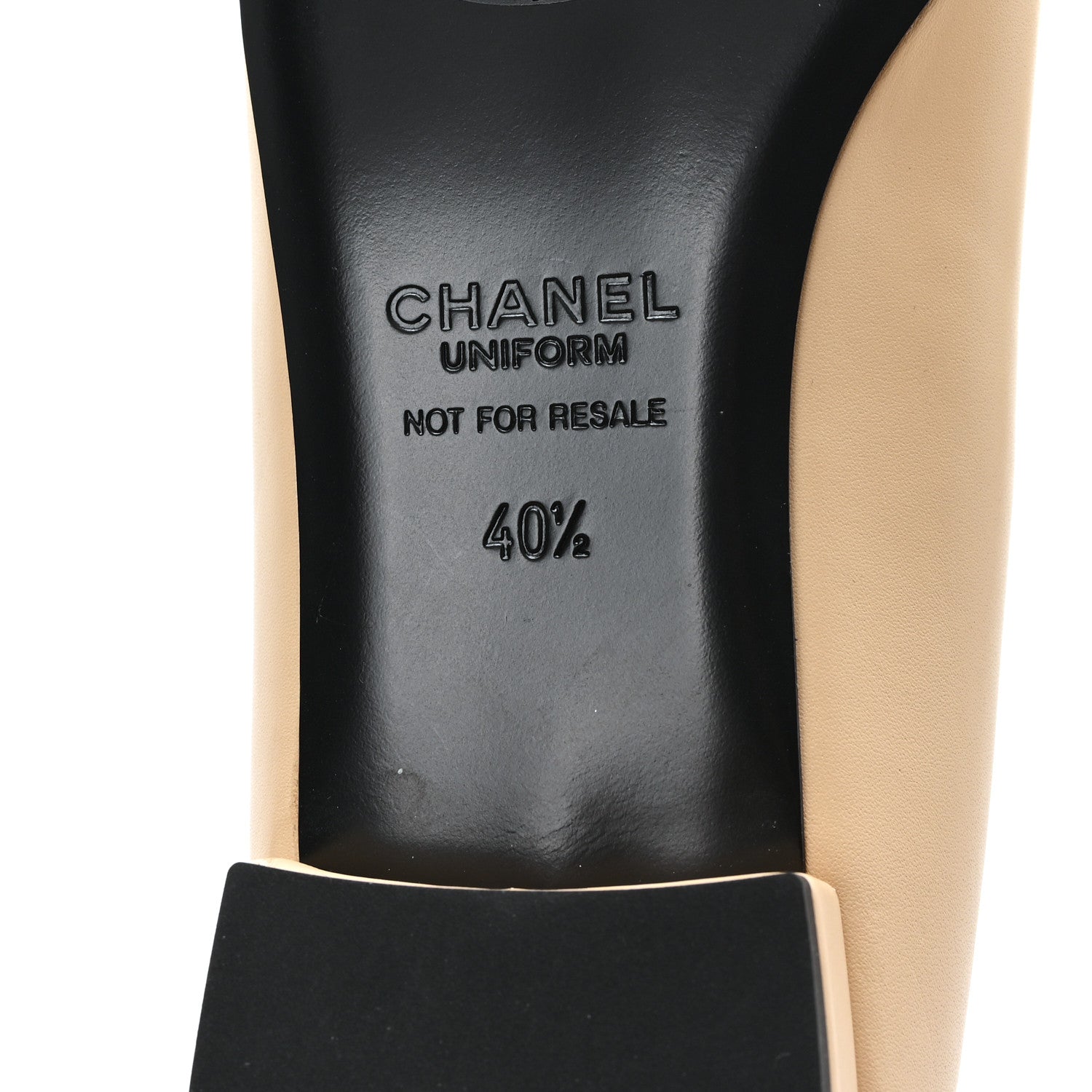 Chanel Lambskin Cap Toe CC Uniform Ballerina Flats 40.5 Beige Black 7 of 9