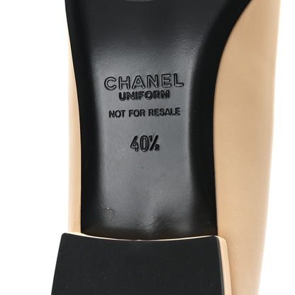 Chanel Lambskin Cap Toe CC Uniform Ballerina Flats 40.5 Beige Black 7 of 9