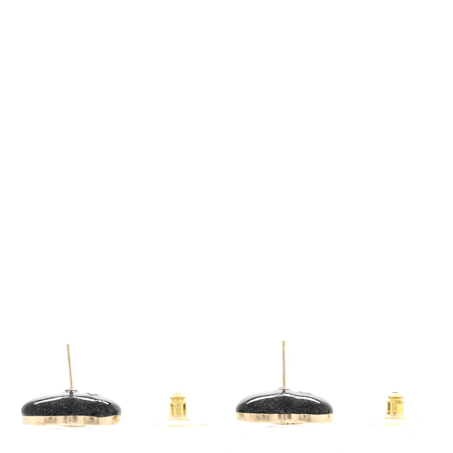 Chanel Crystal Metal CC Heart Earrings Gold 3 of 4