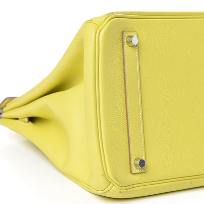 Hermes Epsom Candy Birkin 35 Lime Gris Perle 23 of 33