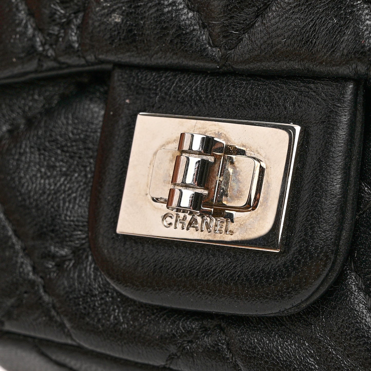 Calfskin Quilted 2.55 Ankle Wrist Bag Black