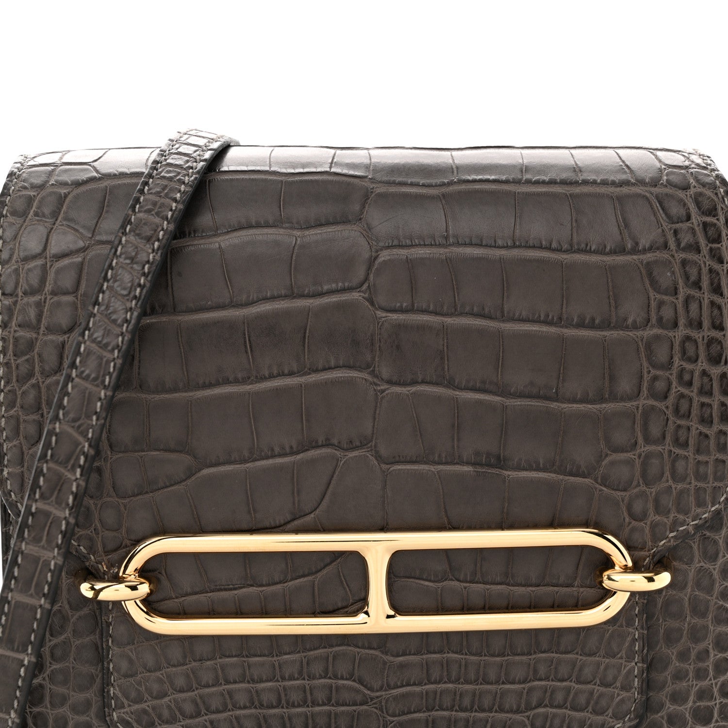 Hermes Matte Alligator Mini Sac Roulis Graphite 9 of 15