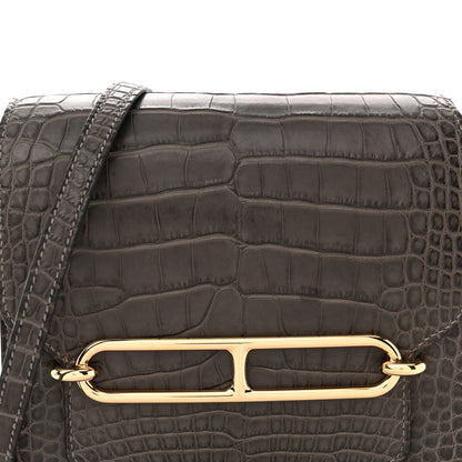 Hermes Matte Alligator Mini Sac Roulis Graphite 9 of 15