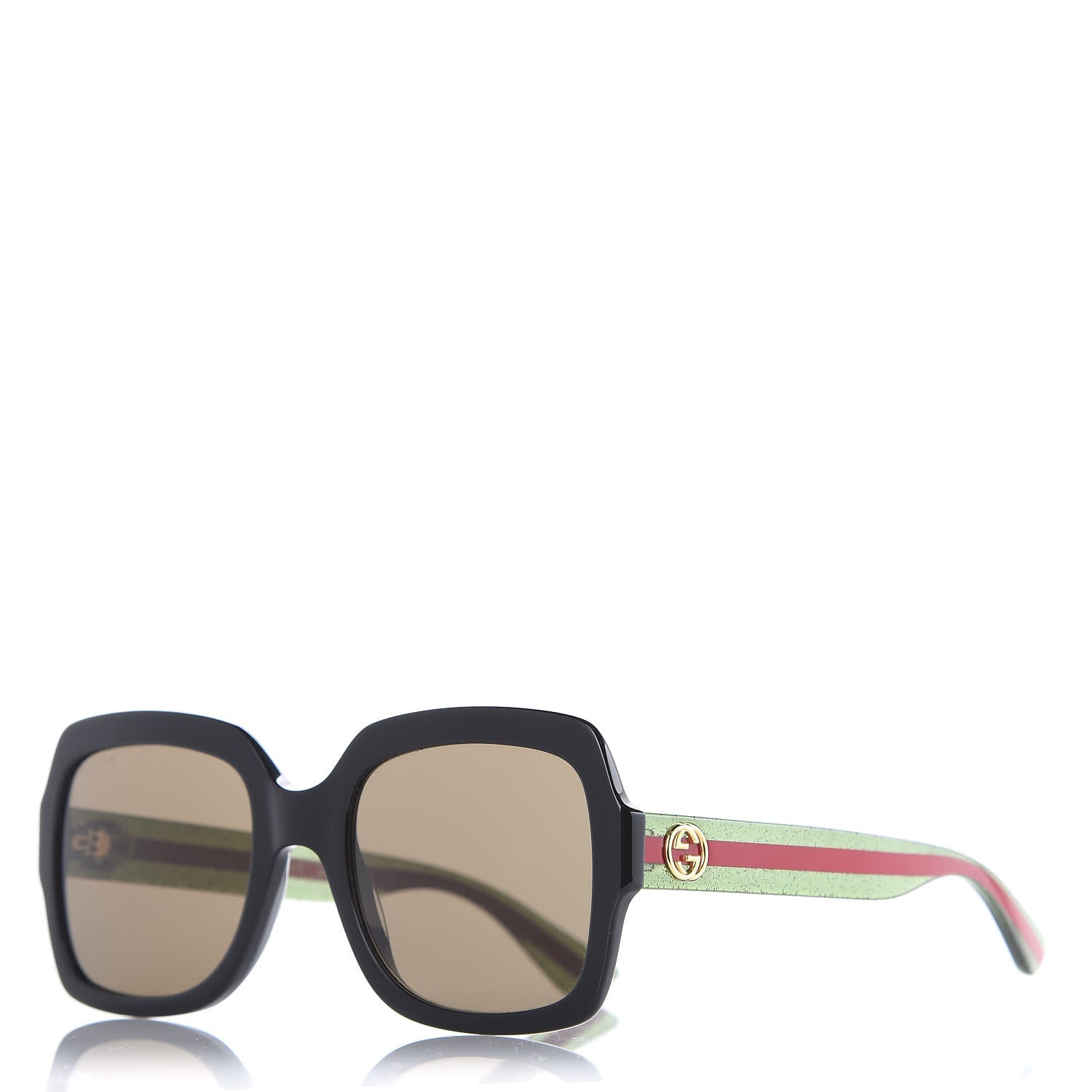 Gucci Oversize Square Web GG 0036S Sunglasses Black 1 of 7