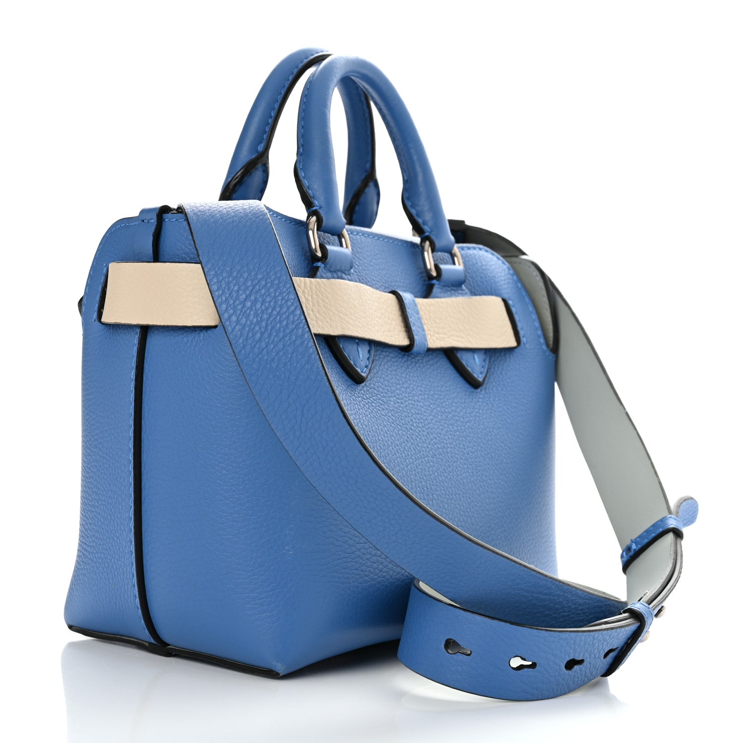 Burberry Grainy Calfskin Triple Stud Mini Belt Bag Blue White 3 of 16