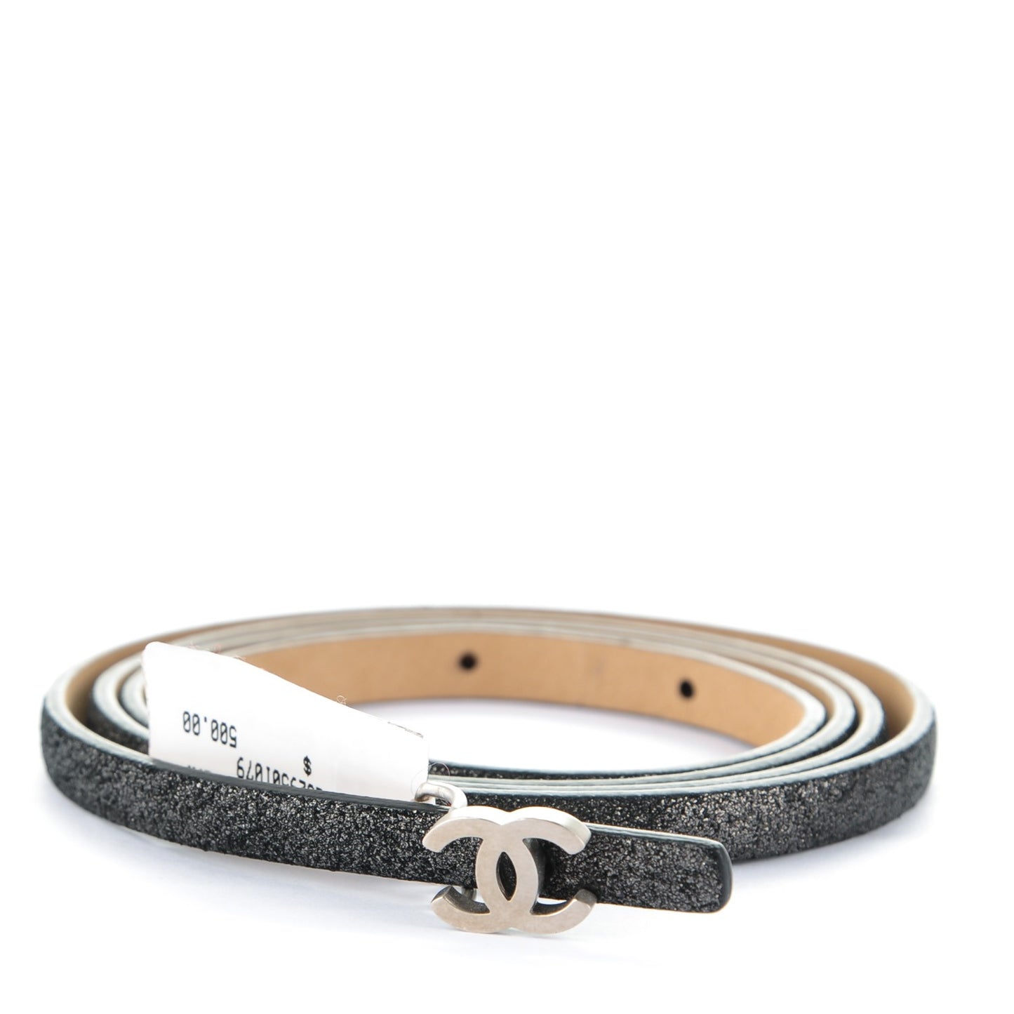 Metallic Calfskin CC Skinny Belt 85 34 Black