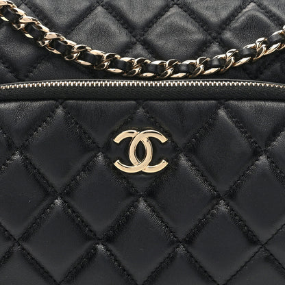 Chanel Shiny Crumpled Lambskin Quilted Medium Preppy Pocket Camera Case Black 8 of 10