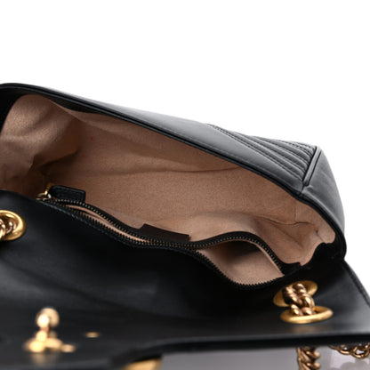 Gucci Calfskin Matelasse Small GG Marmont Shoulder Bag Black 6 of 11