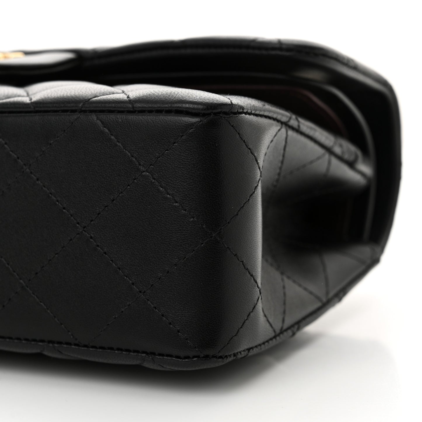 Lambskin Quilted Small Double Flap Black