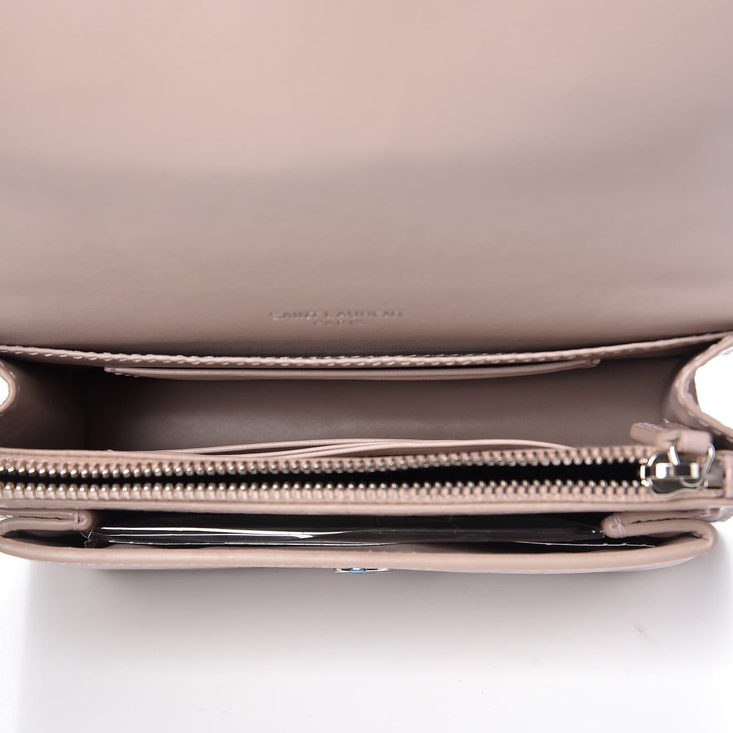 Calfskin Crocodile Embossed Monogram Sunset Chain Wallet Soft Nude