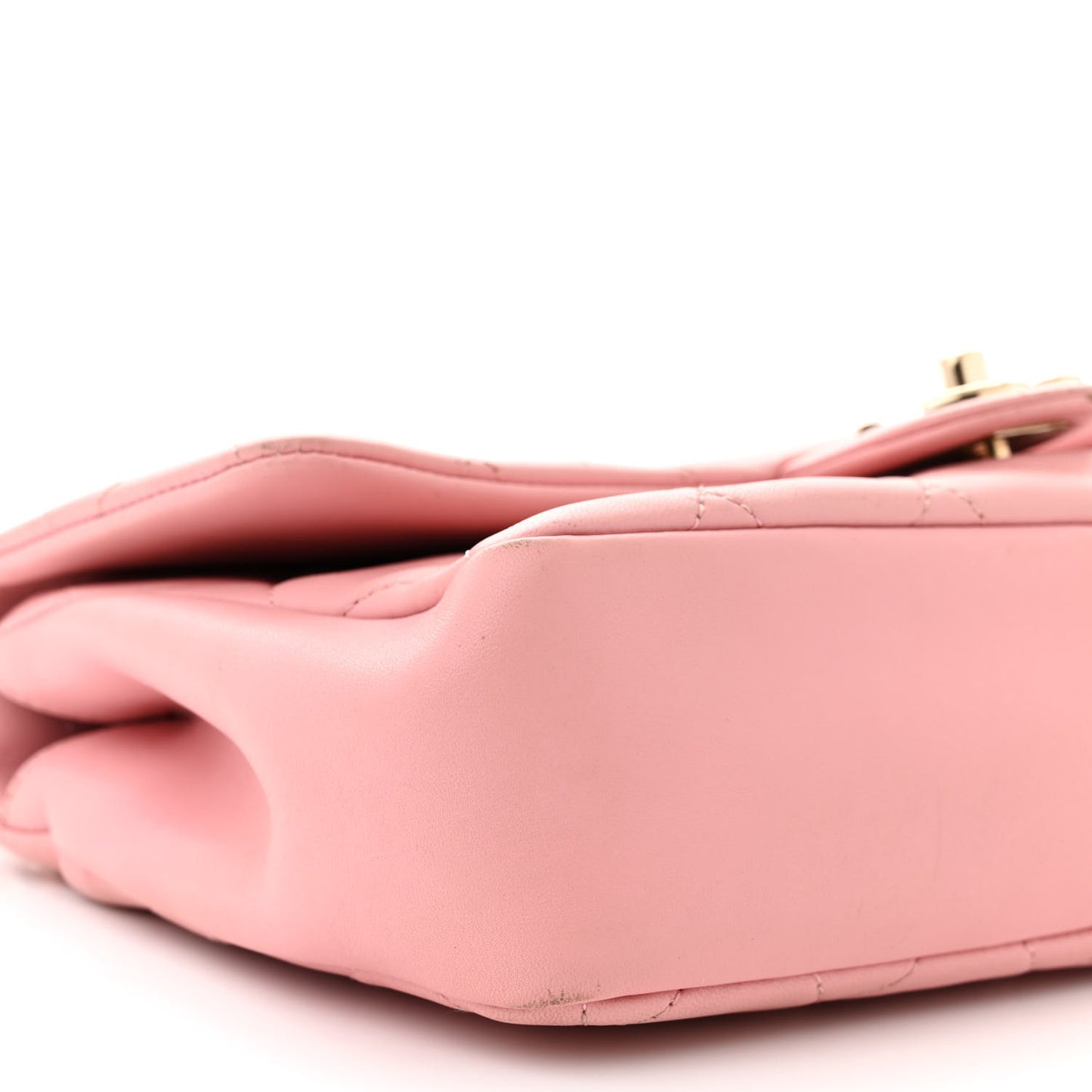 Lambskin Quilted Resin Bi-Color Chain Flap Bag Pink