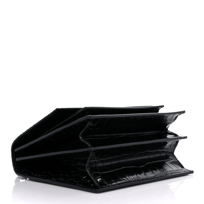 Balenciaga Shiny Calfskin Monochrome Crocodile Embossed S Sharp Chain Shoulder Bag Black 4 of 8