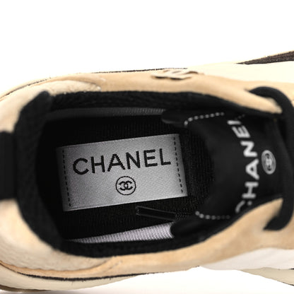Chanel Mesh Suede Calfskin Quilted Sneakers 37 White Ivory 7 of 8