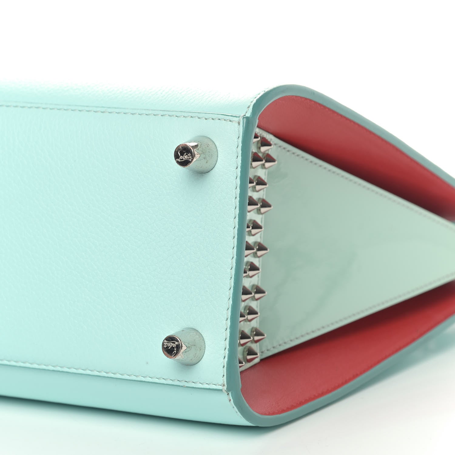 Christian Louboutin Calfskin Studded Small Paloma Turquoise 7 of 9