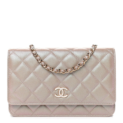 Chanel Iridescent Caviar Quilted Wallet On Chain WOC Beige 1 of 4