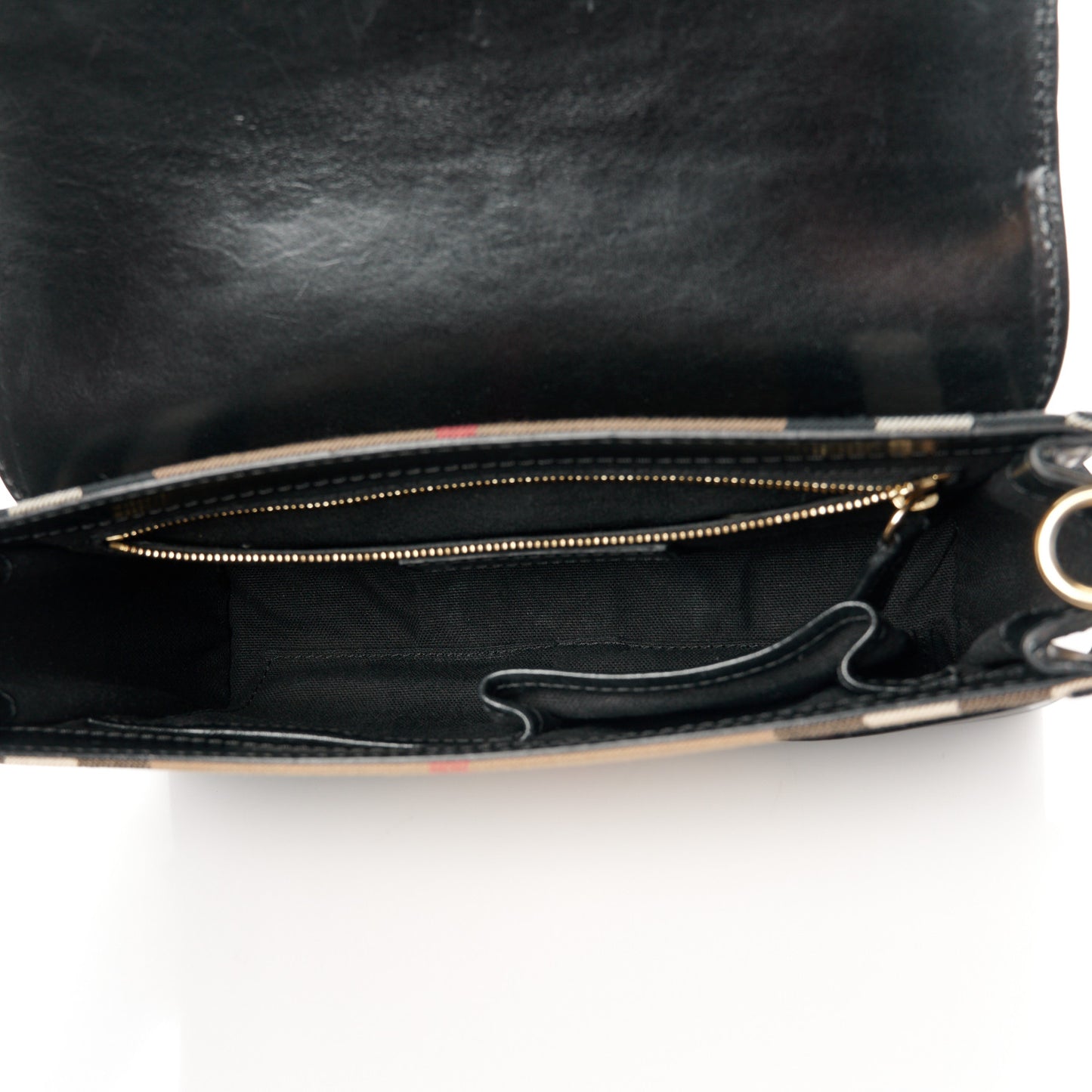 House Check Bridle Calfskin Small Abbott Crossbody Bag Black