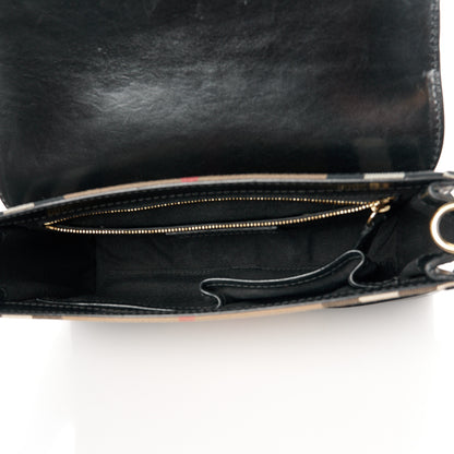 Burberry House Check Bridle Calfskin Small Abbott Crossbody Bag Black 5 of 10