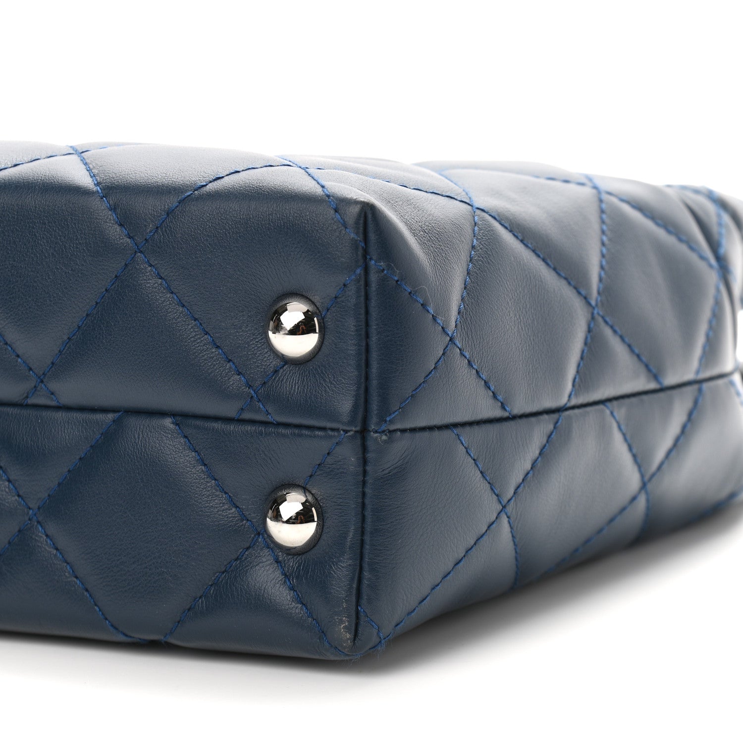 Chanel Calfskin Quilted In The Business North South Tote Blue 10 of 12