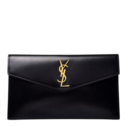 Saint Laurent Smooth Shiny Calfskin Monogram Uptown Pouch Black 1 of 7