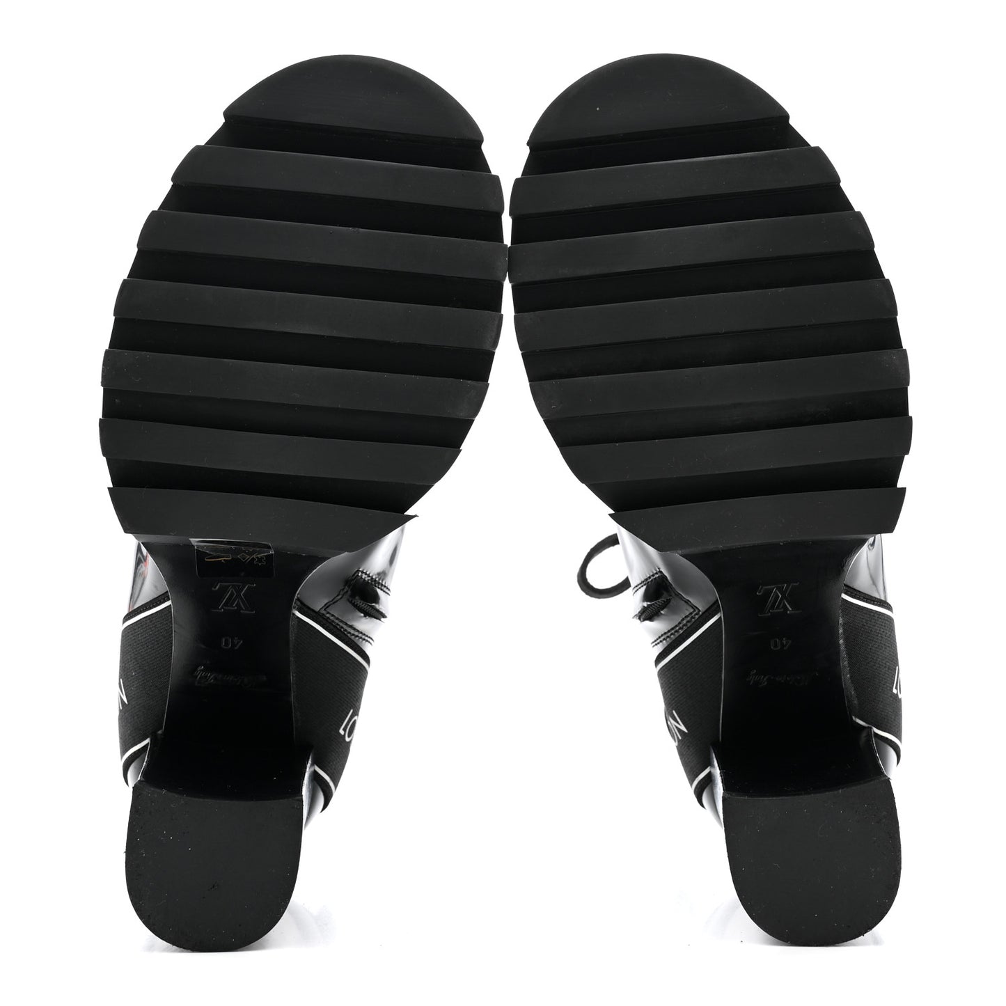 Glazed Calfskin Star Trail Ankle Boots 40 Black