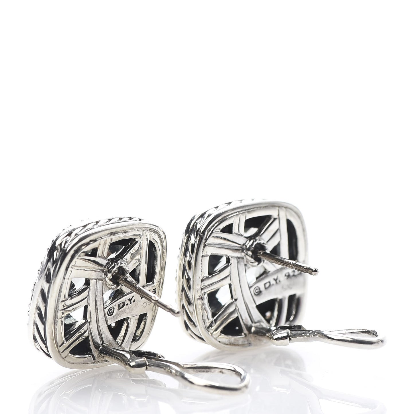 Sterling Silver Diamond Prasiolite 11mm Moonlight Ice Earrings