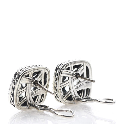 David Yurman Sterling Silver Diamond Prasiolite 11mm Moonlight Ice Earrings 3 of 4