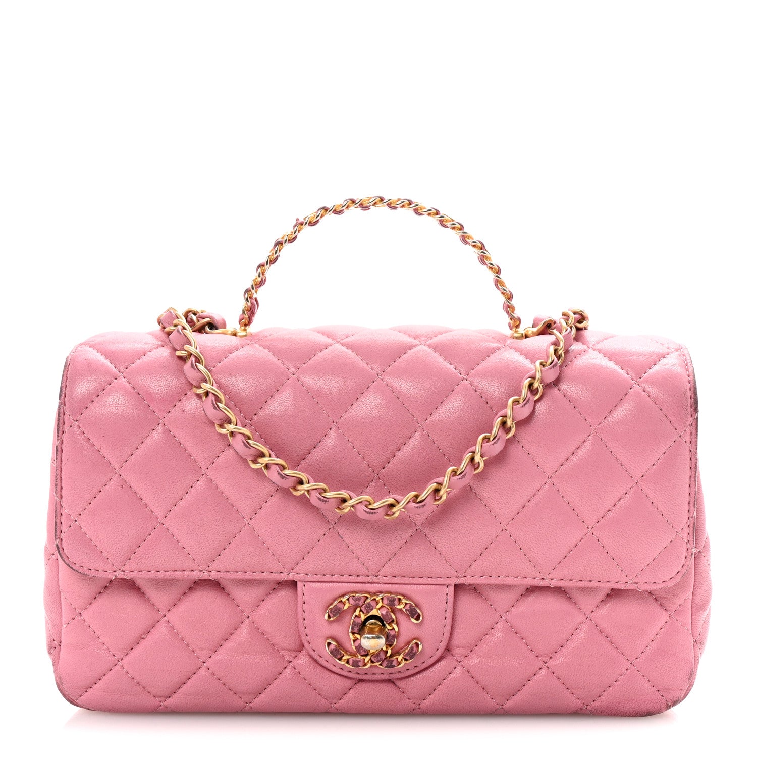 Chanel Lambskin Quilted Mini Strass On Top Flap Pink 1 of 13