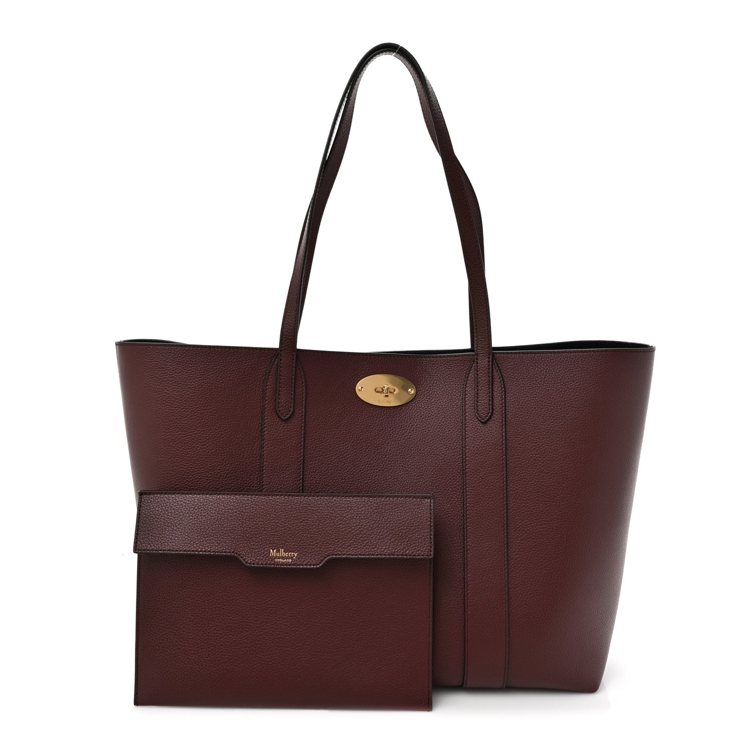 Mulberry Small Classic Grain Bayswater Tote Burgundy Oxford Blue 3 of 10