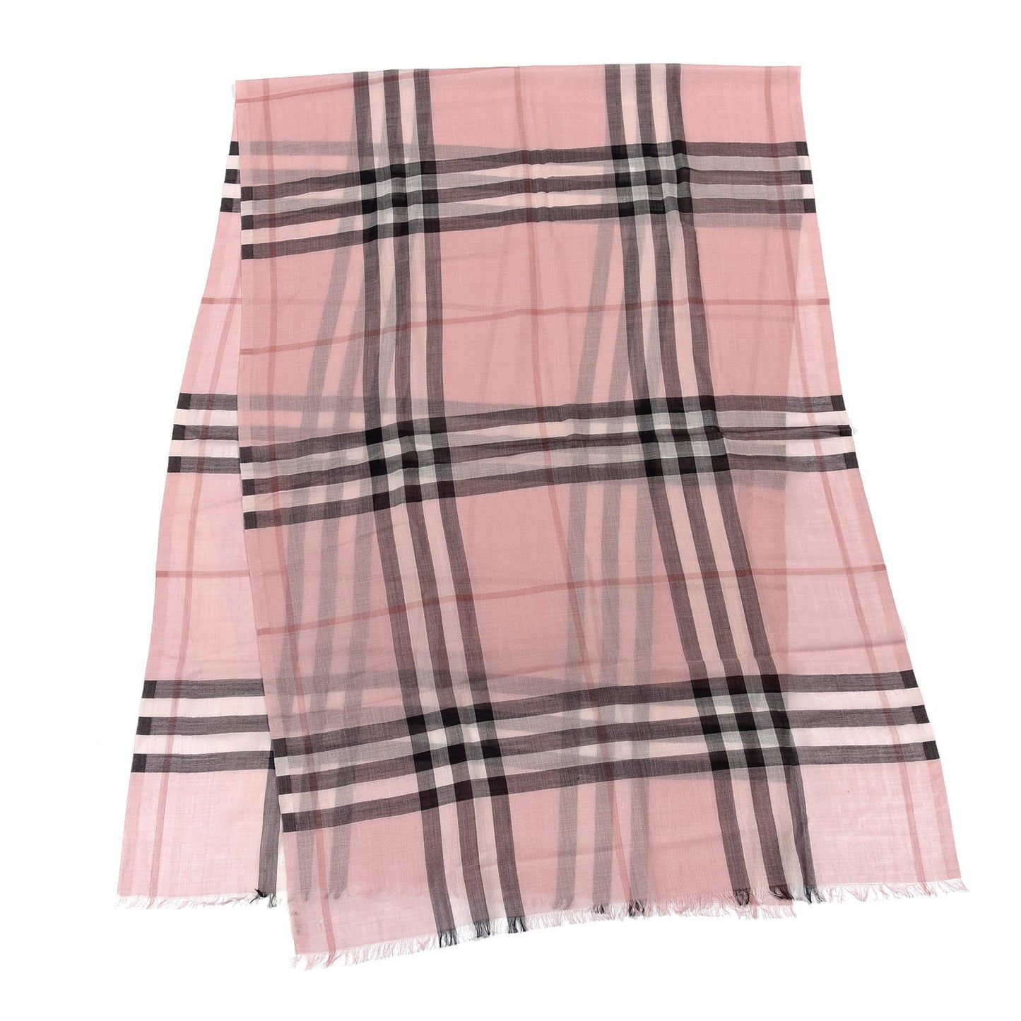 Silk Wool Gauze Giant Check Scarf Ash Rose