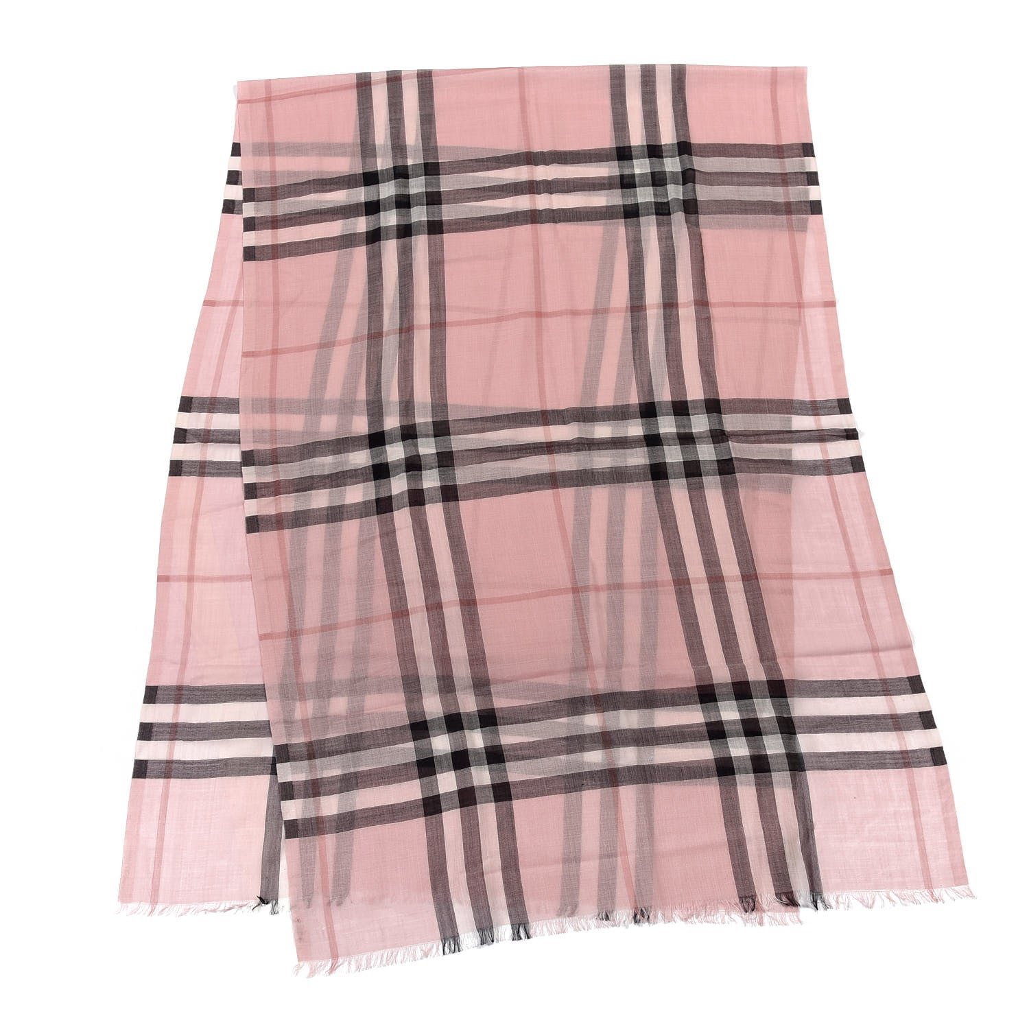 Burberry Silk Wool Gauze Giant Check Scarf Ash Rose 2 of 4