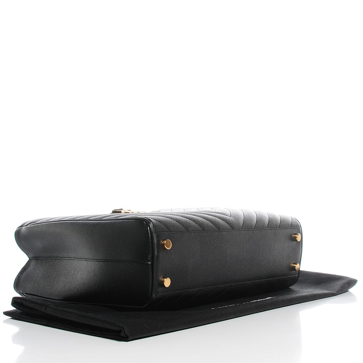 Grain De Poudre Matelasse Chevron Monogram Shopping Bag Black