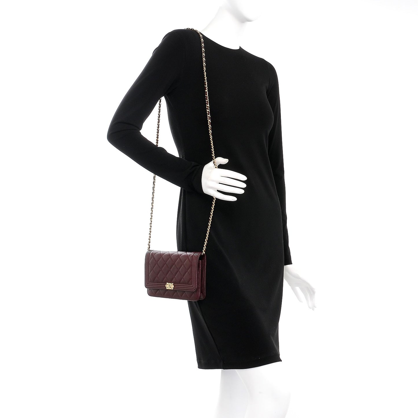 Caviar Quilted Boy Wallet On Chain WOC Dark Purple