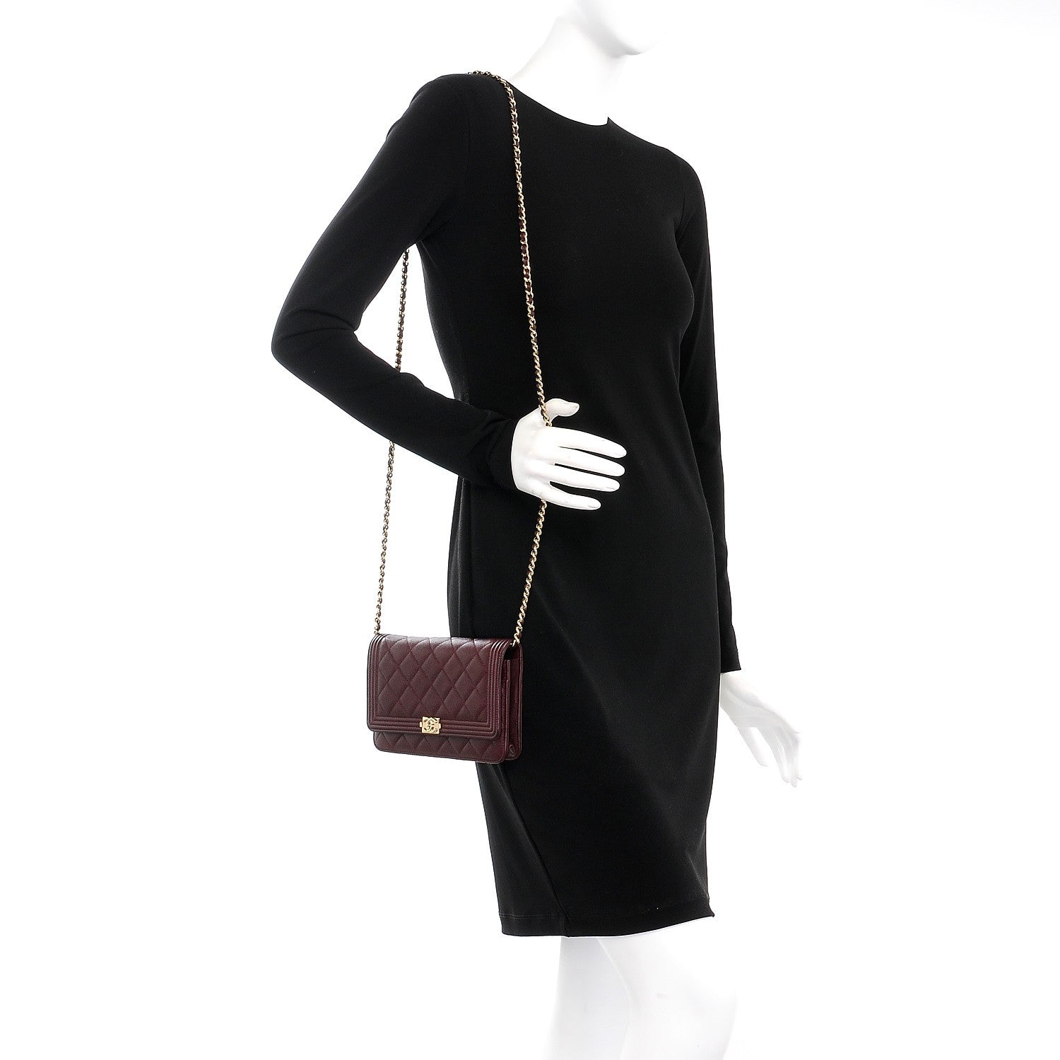 Chanel Caviar Quilted Boy Wallet On Chain WOC Dark Purple 2 of 10